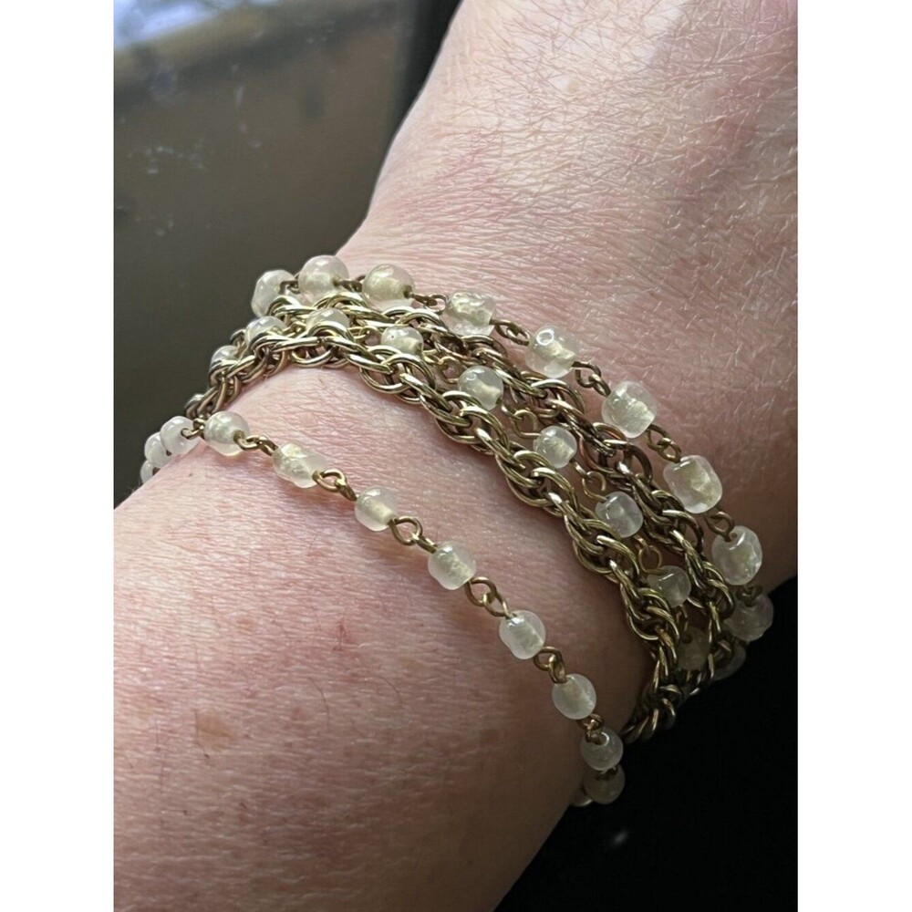 Vintage 1950s STAR Gold Multi Strand Glass Bead Bracelet MCM